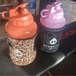 HydroJug Orange and Purple Bottles with Sleeves